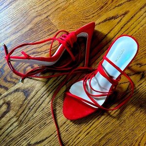 PrettyLittleThing Red silhouette heels